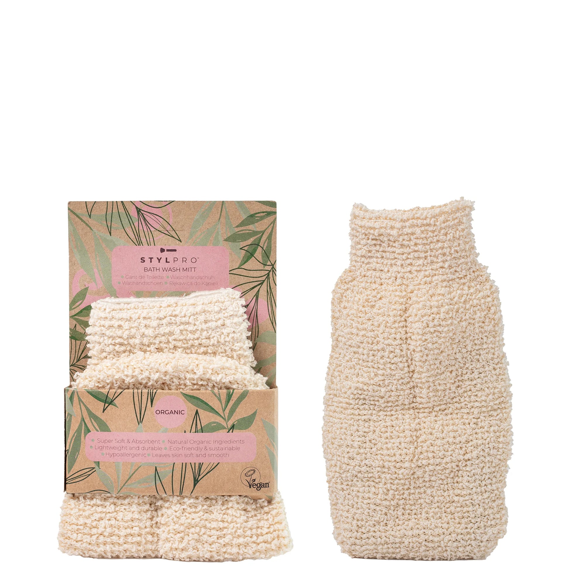 StylPro Bamboo Bath Mitt eco-friendly exfoliating mitt with natural fibres for smooth skin