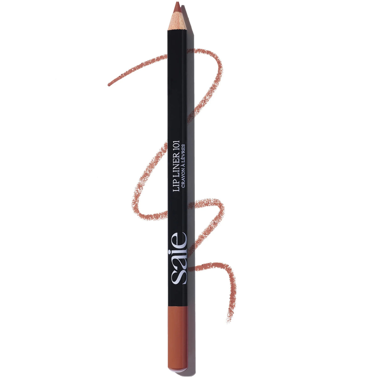 Saie Lip Liner 101 - Flirt, slim pencil with clear cap and Saie minimalist branding
