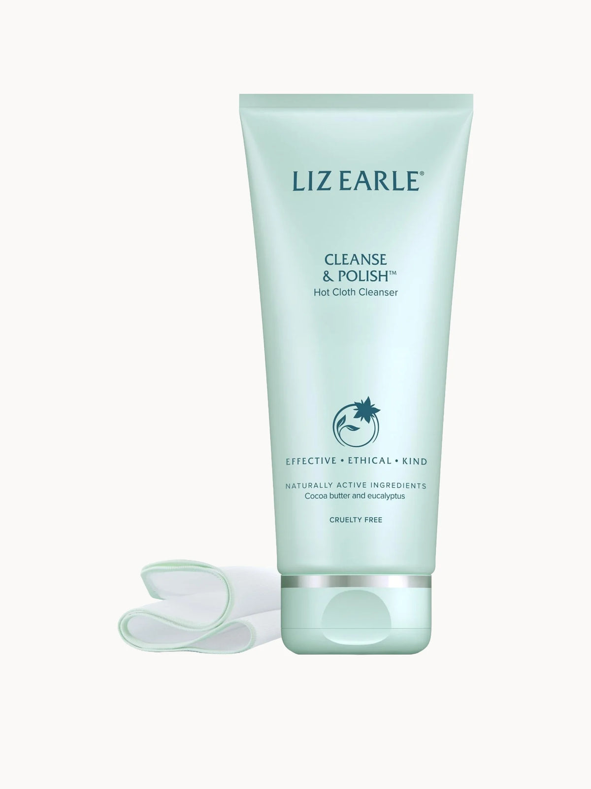 Liz Earle Cleanse & Polish 200ml Tube, white plastic tube with green cap and green leaf Liz Earle logo