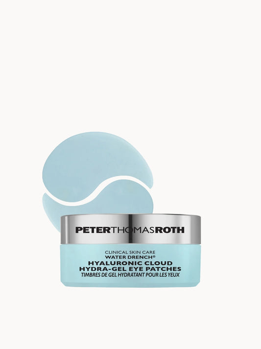 Peter Thomas Roth Water Drench Hydra-Gel Eye Patches, clear jar with 30 pairs of translucent gel patches