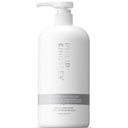 Philip Kingsley No Scent No Colour Gentle Conditioner 1000ml large white bottle with pump dispenser and minimal branding