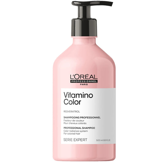 L'Oreal Professionnel Serie Expert Vitamino Color Resveratrol Shampoo 500ml pink salon bottle with pump