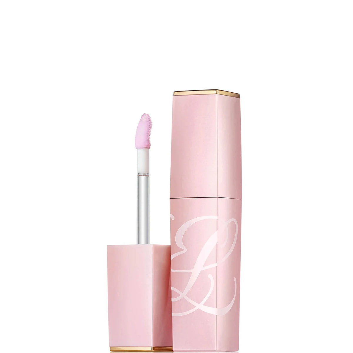 Estée Lauder Pure Colour Envy Volumizer Lip Plumper 7ml, clear tube with gold cap and doe-foot applicator, Estée Lauder logo