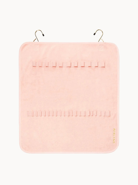 Spectrum Collections Brush Laundrette Towel, flat microfibre towel with rows of elasticated brush slots, metal hooks and a mesh bag