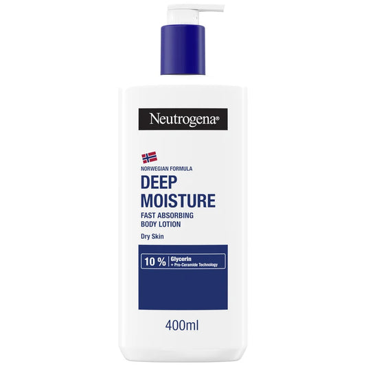 Neutrogena Norwegian Formula Deep Moisture Body Lotion for Dry Skin 400ml pump bottle with Neutrogena branding