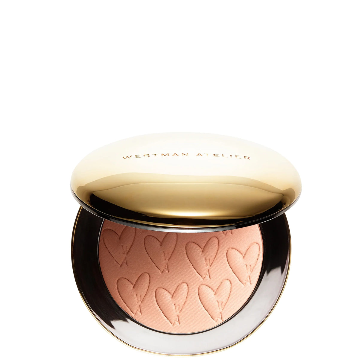 Westman Atelier Beauty Butter Powder Bronzer - Coup De Soleil, round gold-toned compact with mirror and embossed Westman Atelier logo