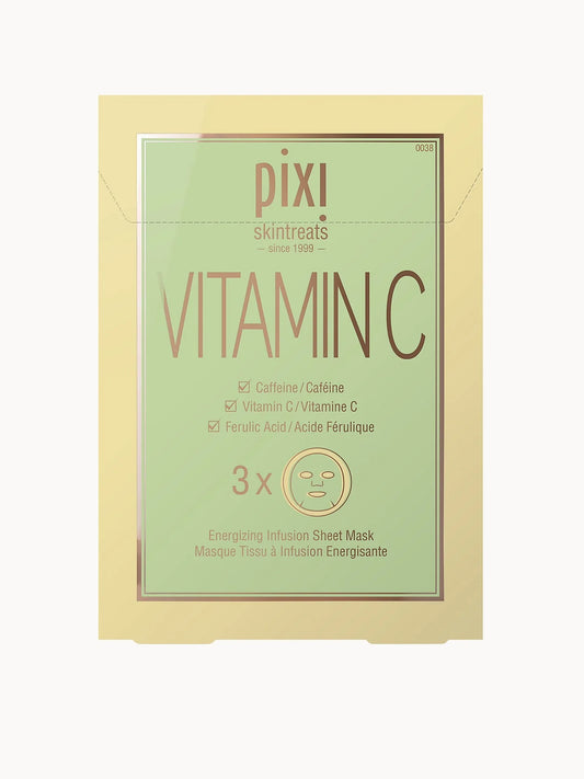Pixi Vitamin C Sheet Mask, pack of three foil sachets with orange and white branding
