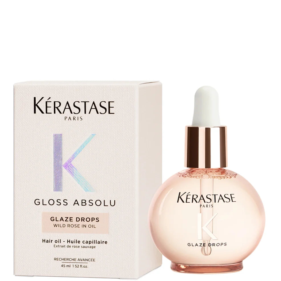 Kérastase Gloss Absolu Glaze Drops bottle, 45ml hair oil with wild rose