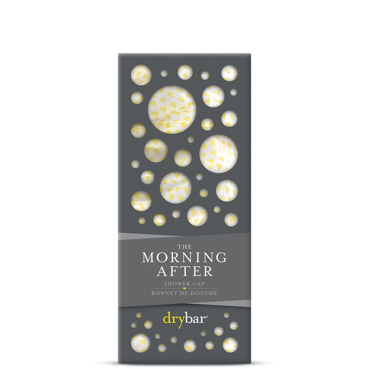 Drybar Morning After Shower Cap, oversized fabric shower cap with elastic band and Drybar branding