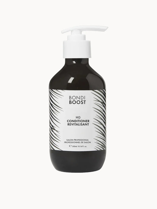 BondiBoost HG Conditioner 300ml white bottle with pump dispenser and pink label front view