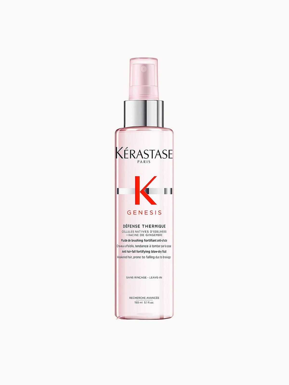 Kérastase Genesis Defense Thermique Treatment 150ml, clear spray bottle with black cap and Kérastase Genesis branding