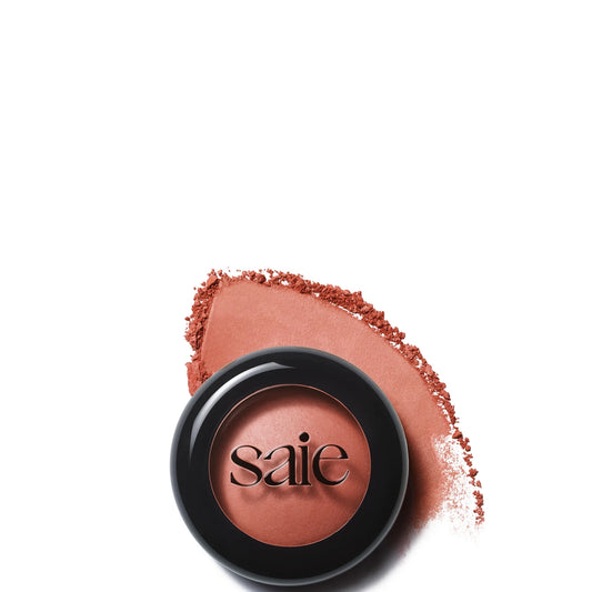 Saie SuperSuede Radiant Blush Powder Ciao, compact powder blush in warm pink shade