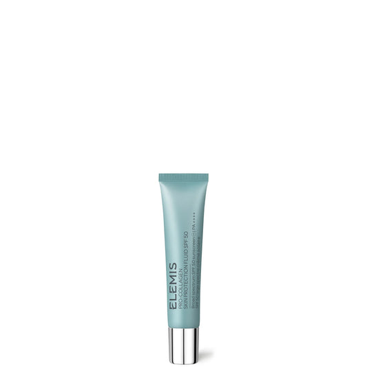 Elemis Pro-Collagen Skin Protection Fluid SPF50 15ml, white pump bottle with grey cap and gold text