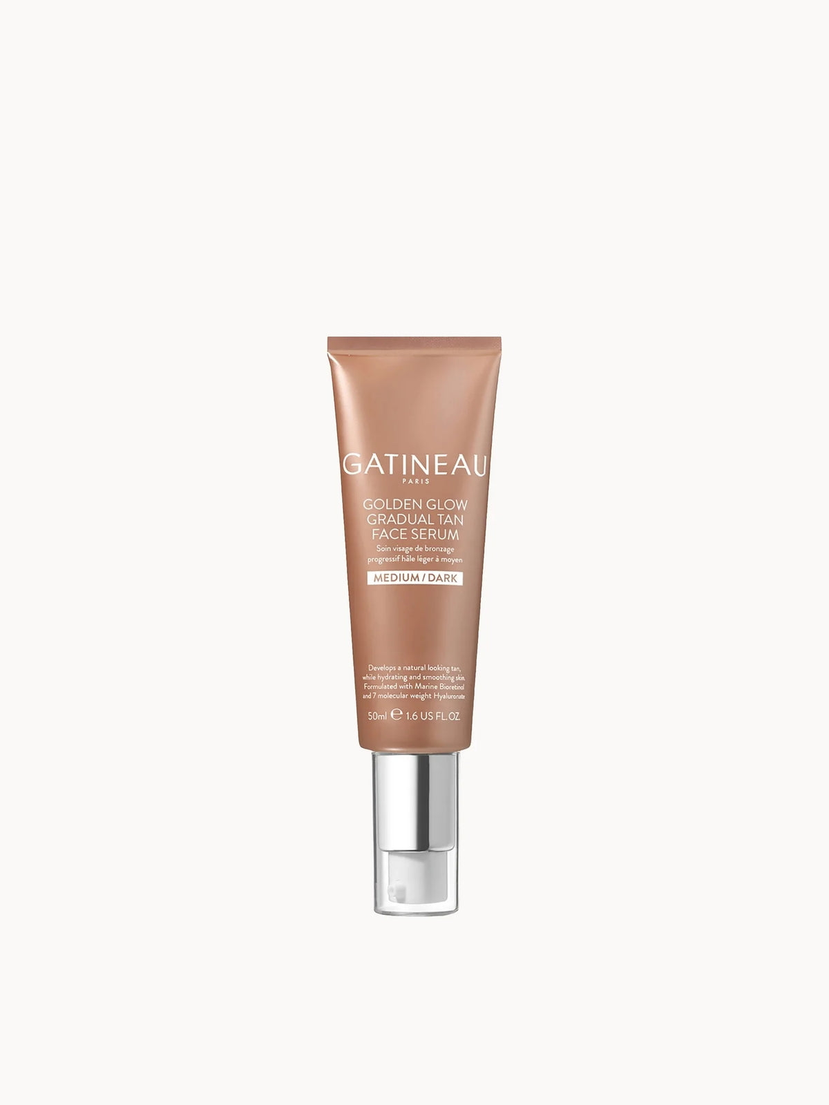 Gatineau Golden Glow Gradual Tan Face Serum 50ml Medium/Dark, white pump bottle