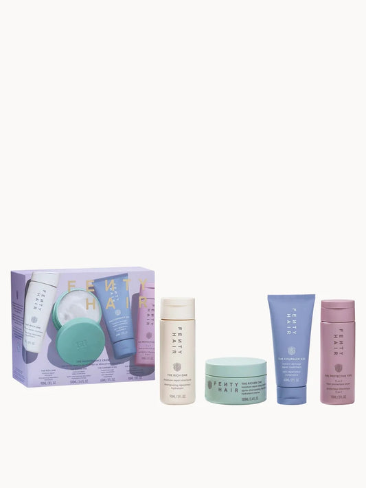 FENTY HAIR The Maintenance Crew haircare set with multiple Fenty Hair products in branded packaging