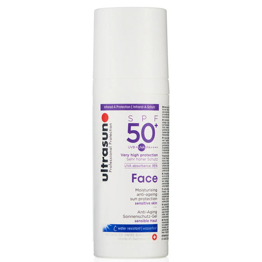 Ultrasun Face Anti-Ageing Lotion SPF 50+ 50ml lightweight sunscreen with anti-ageing benefits for daily protection.