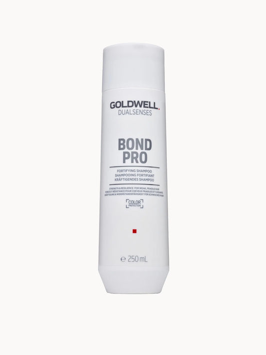Goldwell Dualsenses BondPro+ Fortifying Shampoo 250ml, clear bottle with black cap and Goldwell Dualsenses BondPro+ branding