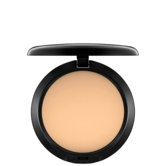 MAC Studio Fix Powder Plus Foundation - NC40, black compact with mirror and silver MAC logo, NC40 pressed powder pan
