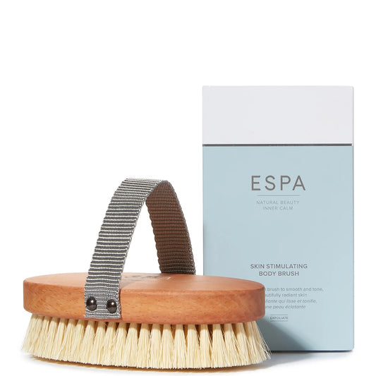 ESPA Skin Stimulating Body Brush — natural cactus bristles with strap; boosts circulation and exfoliates for smoother skin.
