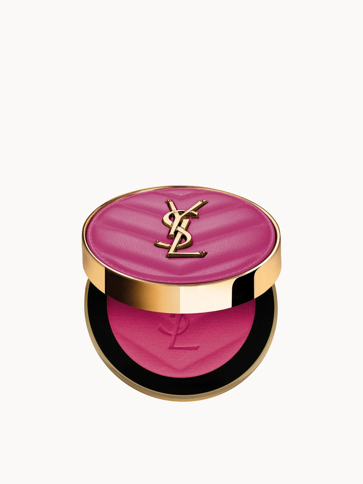 Yves Saint Laurent Make Me Blush Bold Blurring Blush 6g - 03 Mischievous Magenta, black compact with gold YSL logo