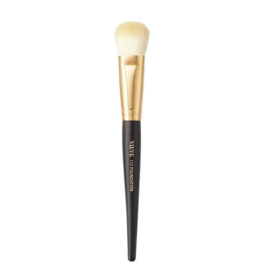 VIEVE 117 Foundation Brush makeup brush with black handle and dense rounded bristles shown against plain background