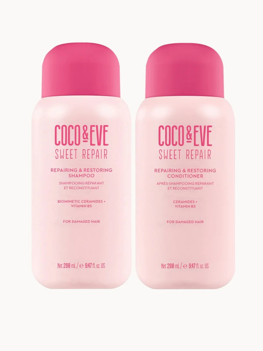 Coco & Eve Sweet Repair Shampoo and Conditioner Duo Kit two pastel bottles presented together in matching packaging