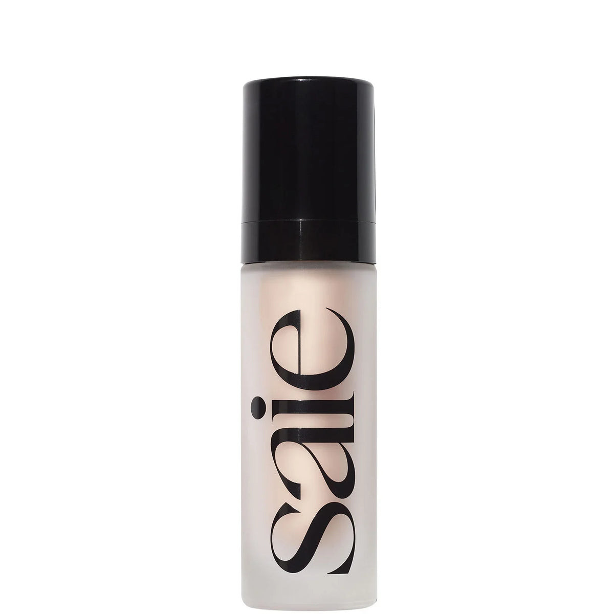 Saie Glowy Super Gel Starglow, small frosted glass bottle with gold pump and cream label