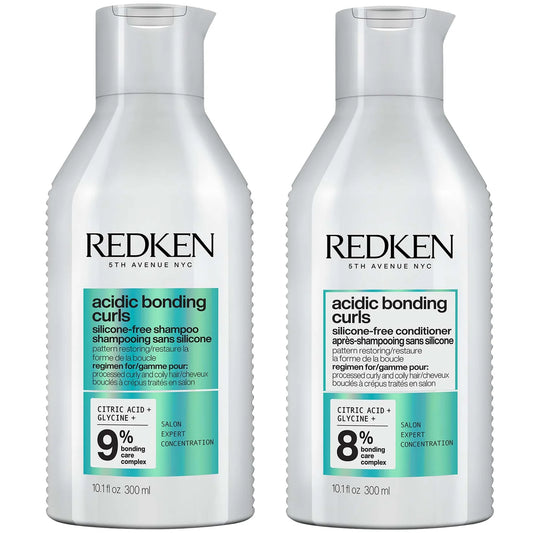 Redken Acidic Bonding Curls Silicone-Free Shampoo and Conditioner Bundle for repairing curly and coily damaged hair