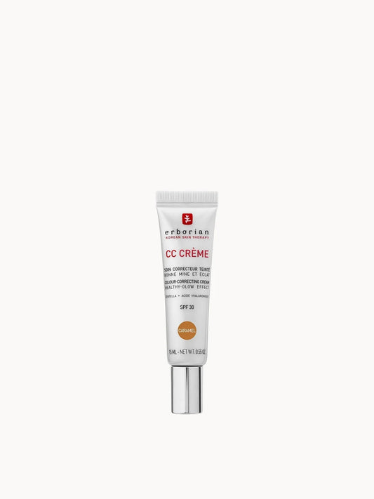 Erborian CC Crème SPF30 15ml - Caramel, small tube with tinted cream and rounded cap