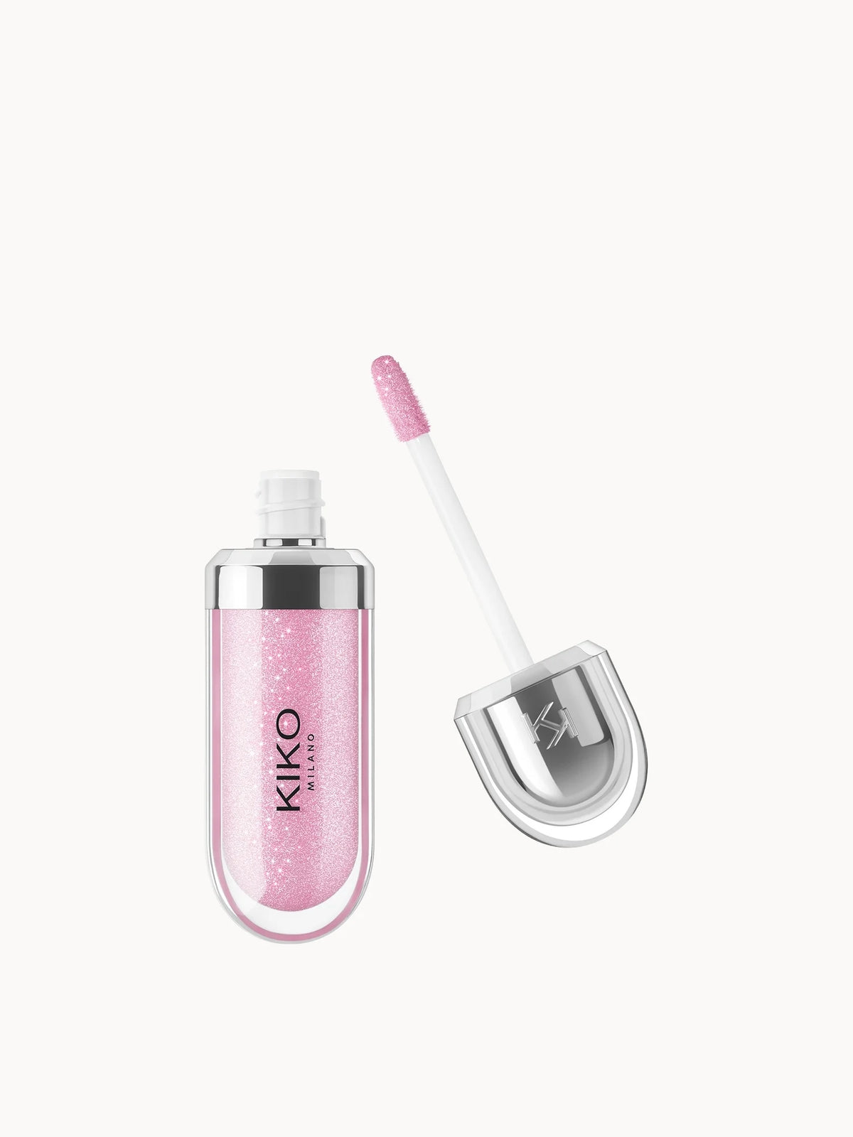Kiko Milano 3D Hydra Lipgloss 6.5ml - 05 Pearly Pink, clear tube of pearly pink gloss with silver cap