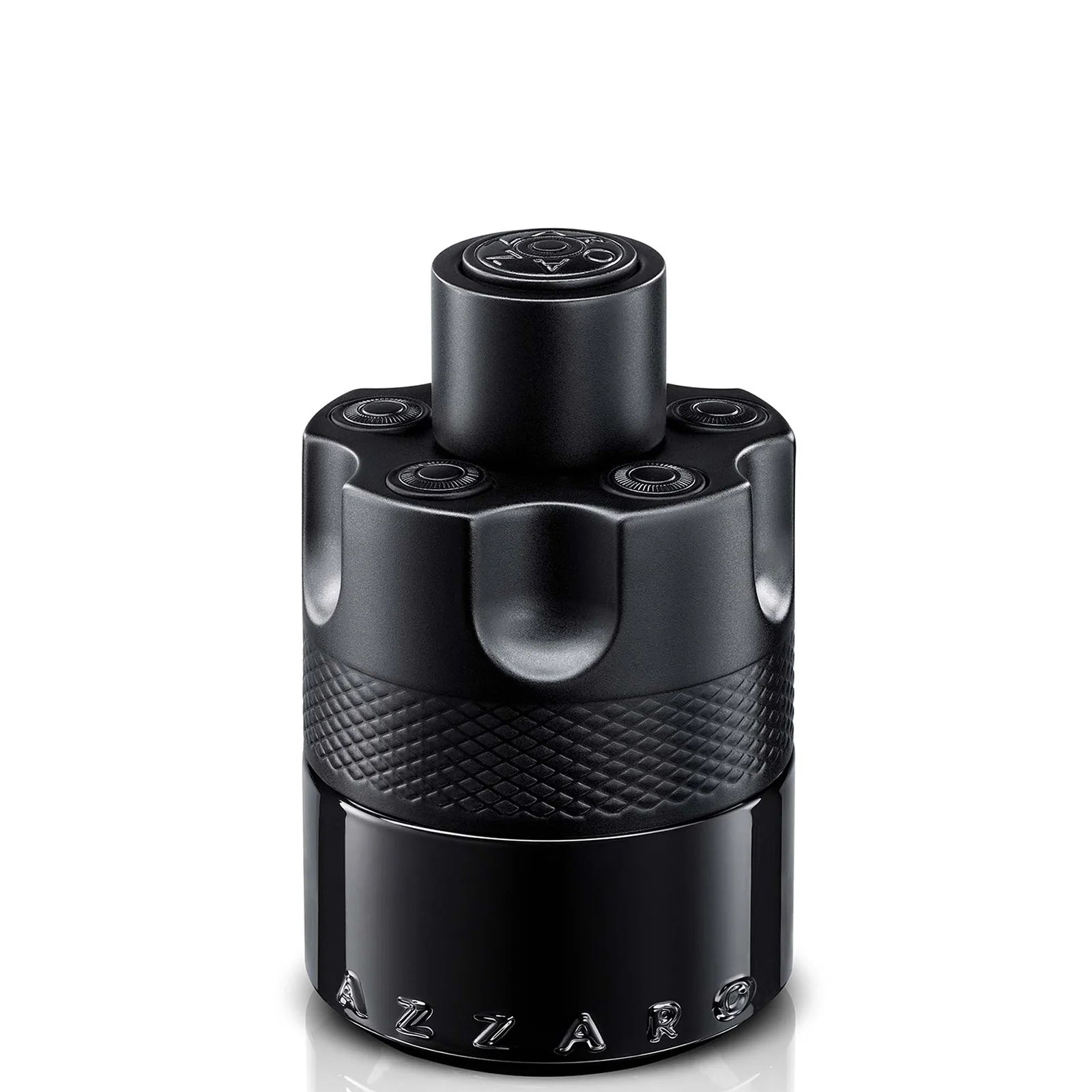 Azzaro Most Wanted Eau de Parfum Intense 50ml — toffee and cardamom over amberwood; matte-black barrel bottle with faceted grip.