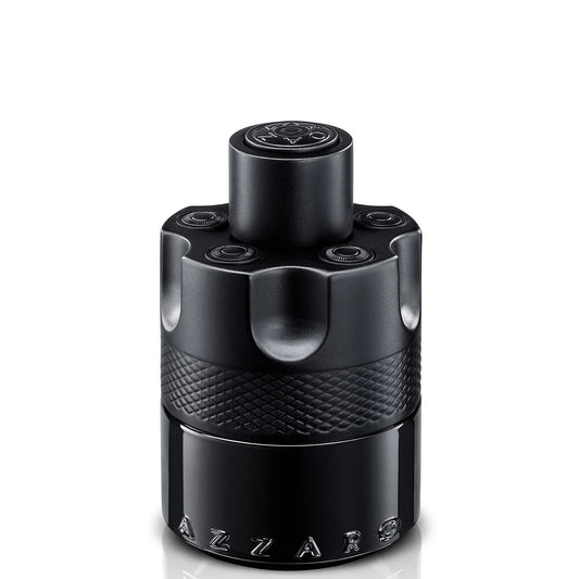 Azzaro Most Wanted Eau de Parfum Intense 50ml — toffee and cardamom over amberwood; matte-black barrel bottle with faceted grip.