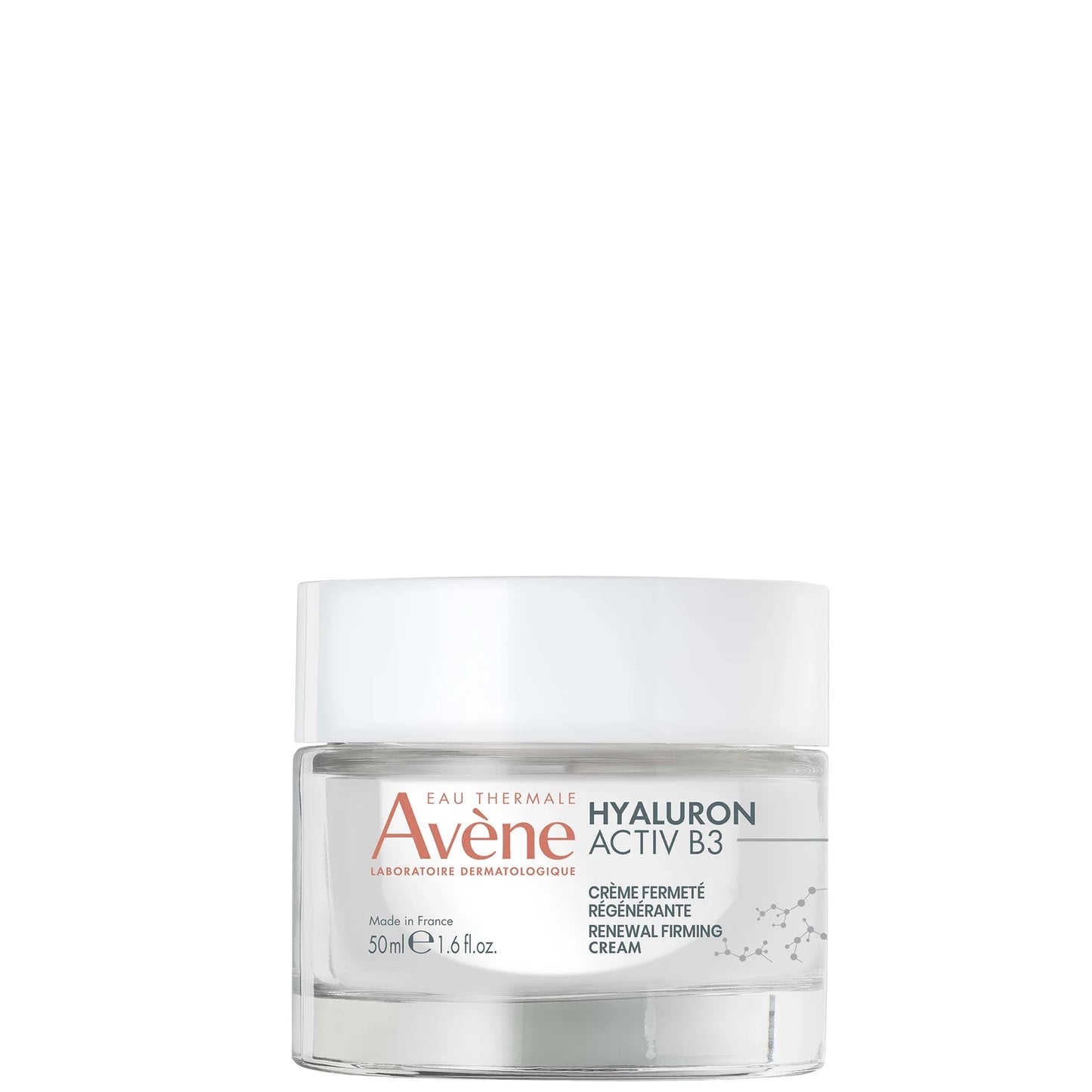Avène Hyaluron Activ B3 Cellular Renewal Cream 50ml, glass jar with refill cream capsule formulated for anti-aging and skin renewal