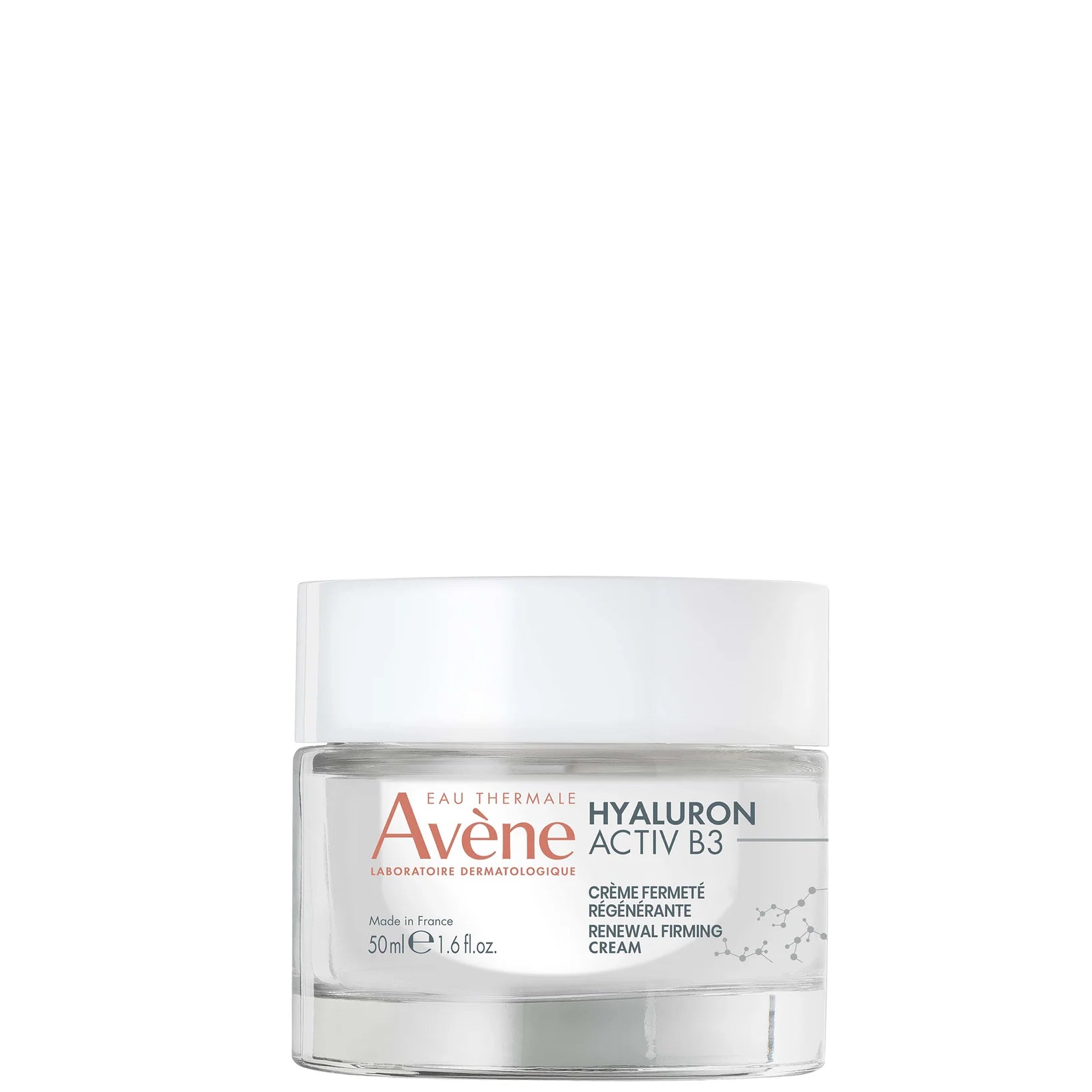 Avène Hyaluron Activ B3 Cellular Renewal Cream 50ml, glass jar with refill cream capsule formulated for anti-aging and skin renewal