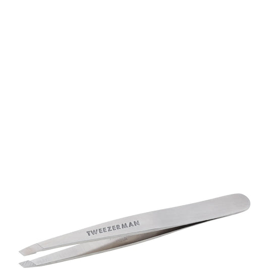 Tweezerman stainless steel tweezers angled for precision grooming and brow shaping