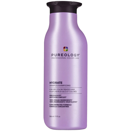 Pureology Hydrate Shampoo 266ml – creamy hydrating shampoo with sage, green tea, jojoba oil and AntiFade Complex; vegan.
