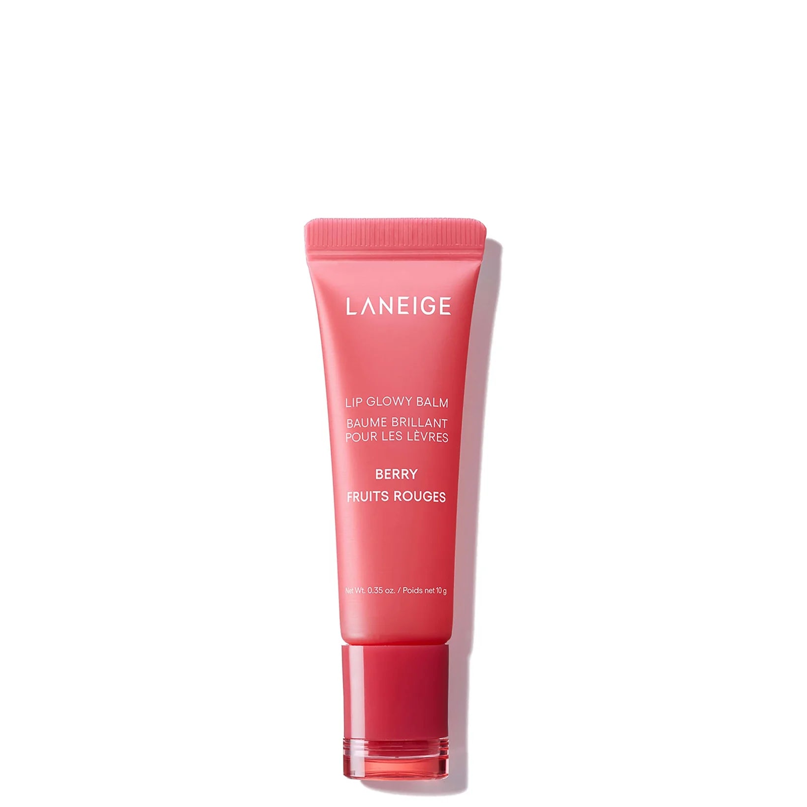 LANEIGE Lip Glowy Balm - Berry 10g – Berry-scented lip balm tube providing glossy moisture and soft pink tint.