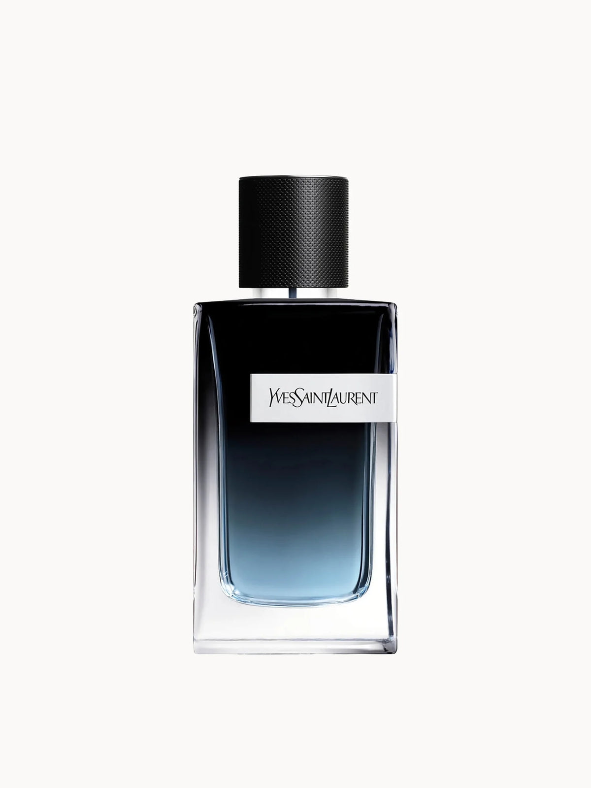 Yves Saint Laurent Y Eau de Parfum 100ml, angular clear glass bottle with silver cap and black Y logo plaque