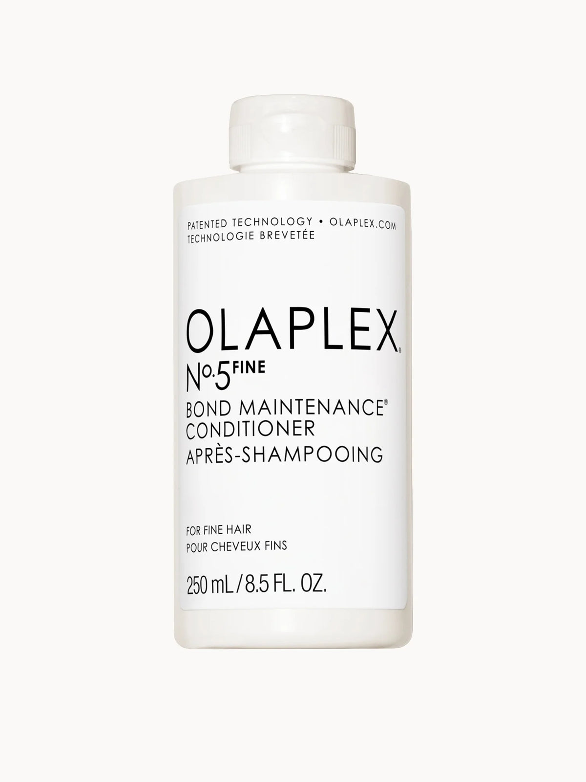 No.5 FINE Bond Maintenance Conditioner, 250 ml, purple plastic bottle with black flip-cap and white Olaplex No.5 label