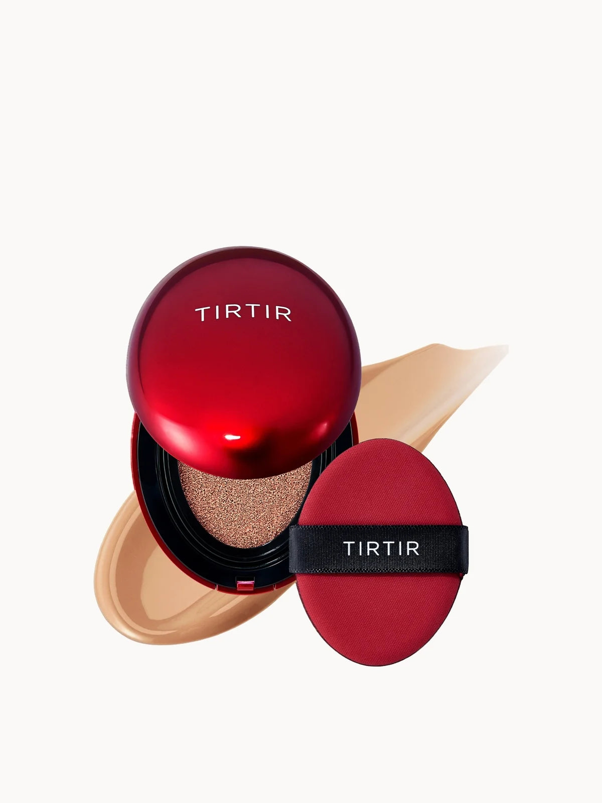 TIRTIR Mask Fit Red Cushion 18g - 29C Taupe Beige, red metallic cushion compact with white TIRTIR logo
