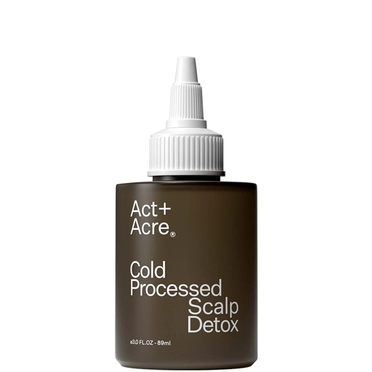 Act+Acre Cold Processed Scalp Detox 89ml, amber glass bottle with pointed applicator tip