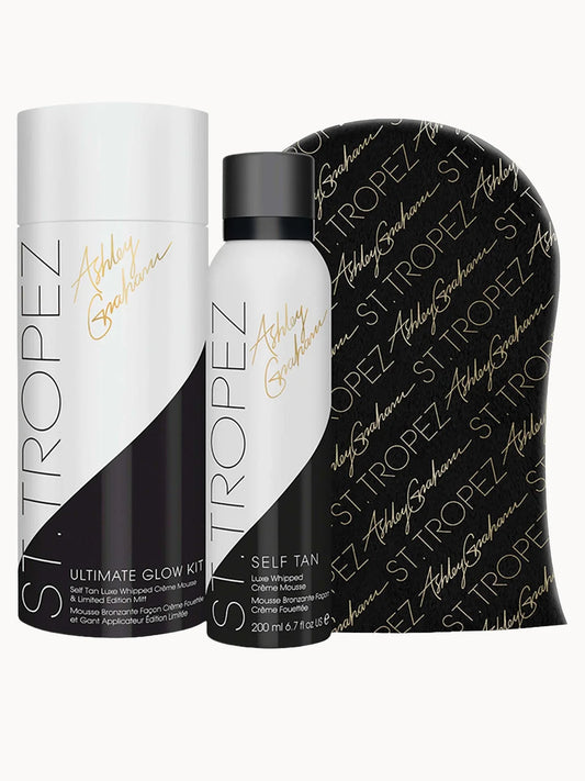 St. Tropez Tan x Ashley Graham Limited Edition Ultimate Glow Kit, self tan kit with mousse and applicator mitt