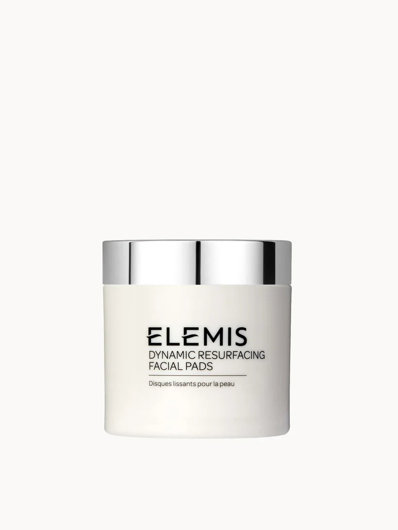 Elemis Dynamic Resurfacing Pads 60 pads white jar with screw lid containing pre-soaked exfoliating pads