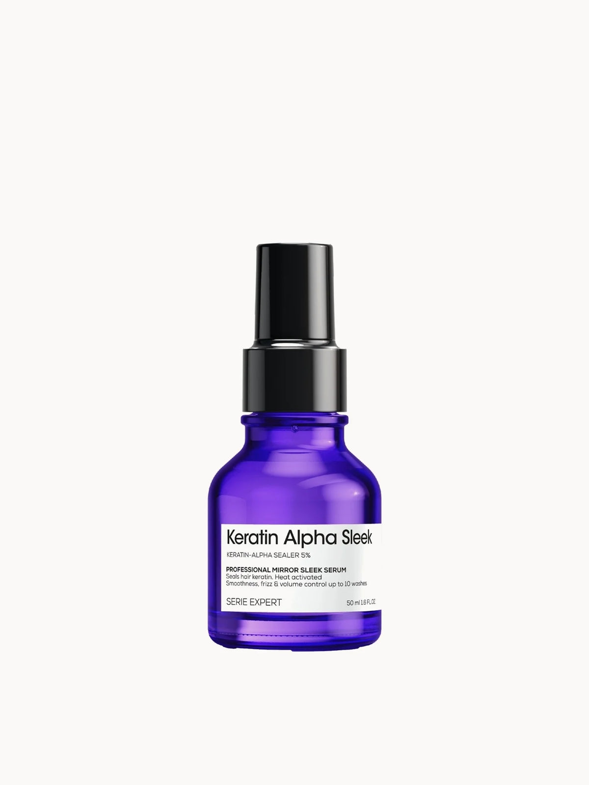 L'Oreal Professionnel Keratin Alpha Sleek Hair Serum 50ml, clear bottle with black pump