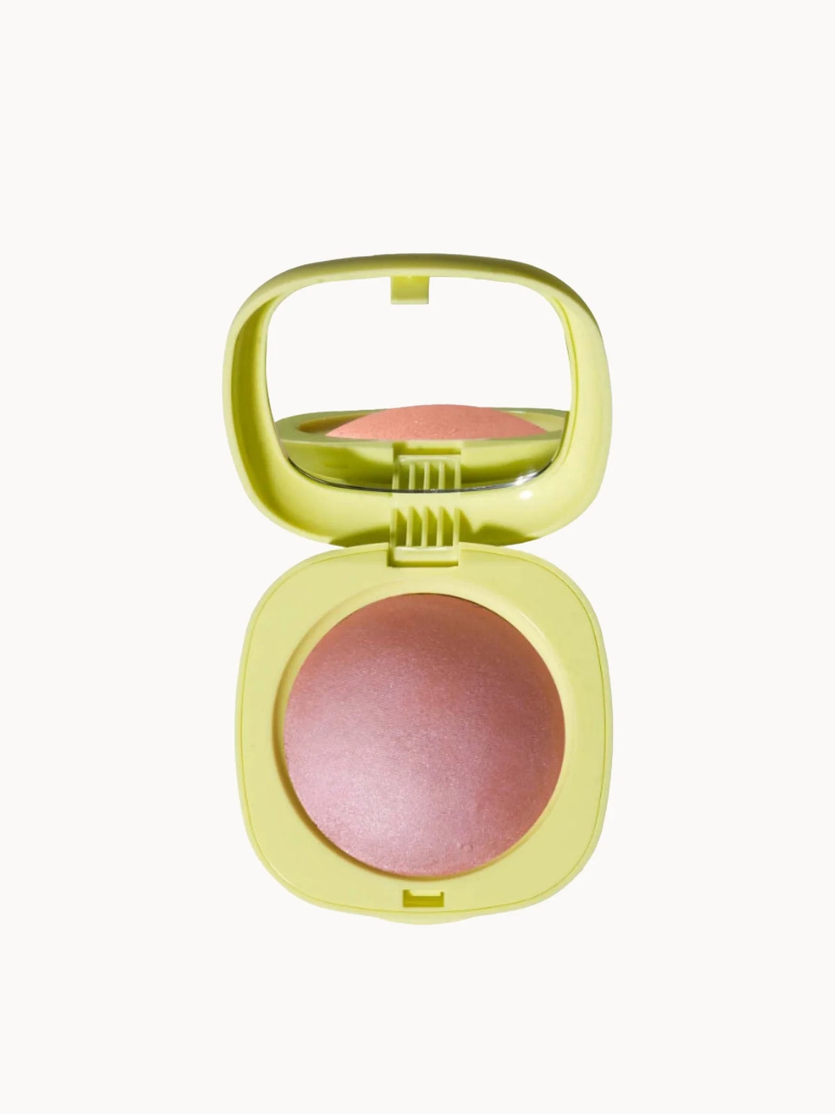 Made By Mitchell Blursh Pod Domed Blusher Juicy Mango, round domed compact with baked orange-pink powder