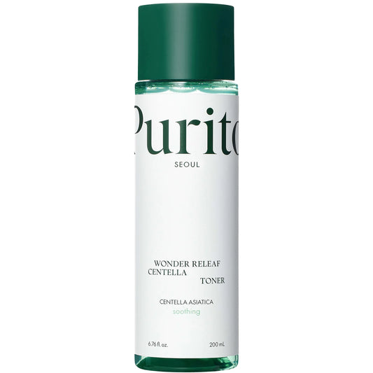 PURITO Wonder Releaf Centella Toner 200ml bottle with calming Centella asiatica hydrating toner