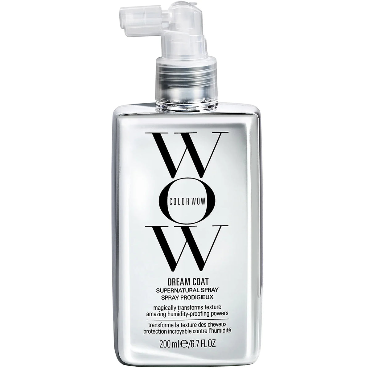 Color Wow Dream Coat Supernatural Spray 200ml, blue and white spray bottle with a black spray nozzle
