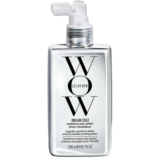 Color Wow Dream Coat Supernatural Spray 200ml, blue and white spray bottle with a black spray nozzle