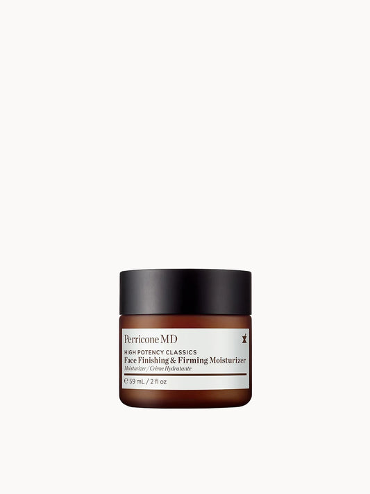 Perricone MD High Potency Face Finishing & Firming Moisturizer 59ml, white pump bottle with navy lettering