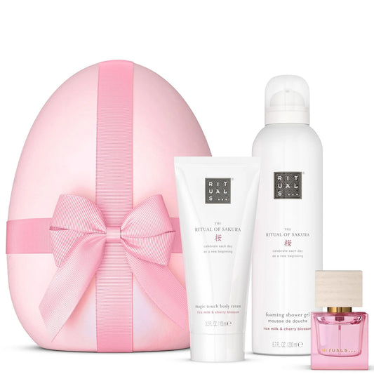 Rituals The Ritual of Sakura Limited Edition Easter Giftset 2025 featuring cherry blossom and rice milk products in floral packaging